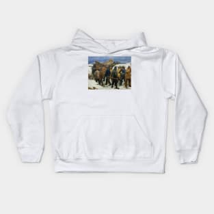 The Lifeboat is Taken through the Dunes - Michael Peter Ancher Kids Hoodie